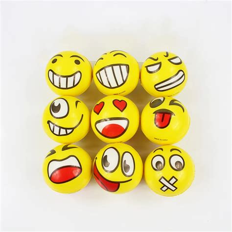 12pcspack Funny Emoji Faces Squeeze Ball Anti Stress Hand Wrist Finger