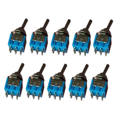 10pcs Durable Mts 202 6 Pin Dpdt Switch On On 6a 125v Ac Miniature Mini