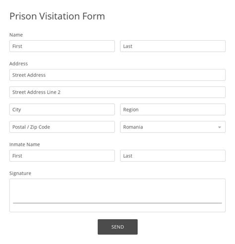 Free Online Prison Visitation Form Template 123formbuilder