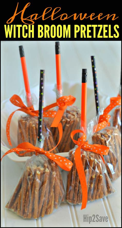 Create These Cute Broomsticks From Pretzels Easy Non Candy Halloween