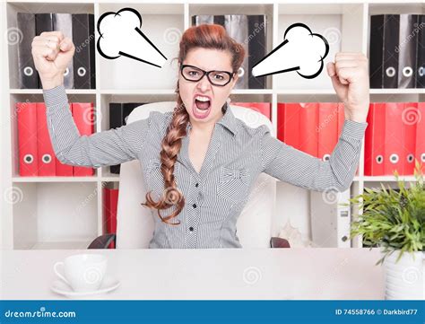 Angry Business Woman Boss Screaming Stock Photo Image Of Scream Bawl