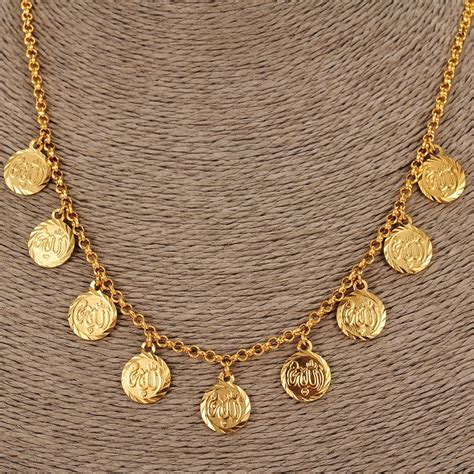 Bangrui NEW Arabic Allah Coin Necklace For Women Gold Color Arab Africa