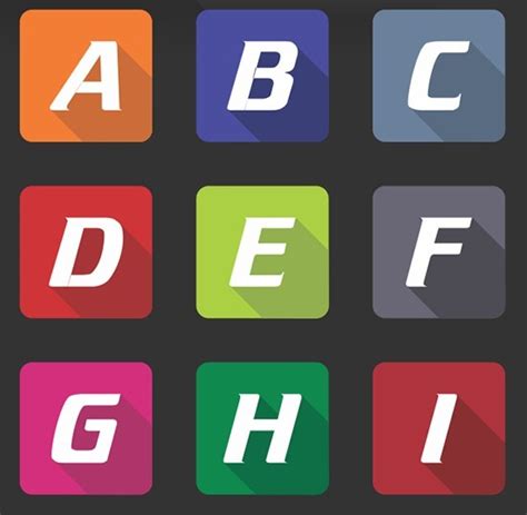Free Flat Long Shadow Alphabet App Icons Vector Titanui