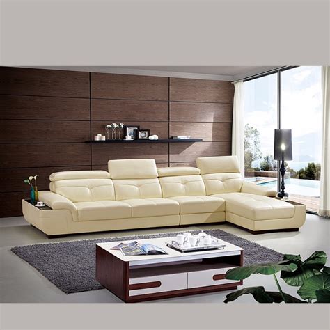 Royal Elegant Living Room Furniture Sets Full Leather Sofa