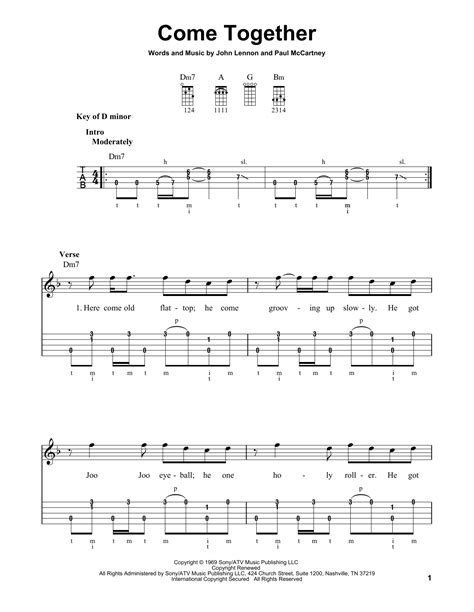 Come Together By The Beatles Sheet Music For Banjo Tab At Sheet Music