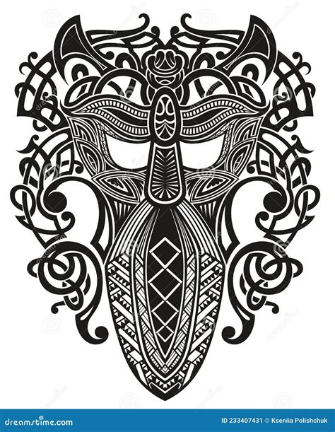 The Design Norse Viking Art Viking Symbols Viking Tattoo Stock