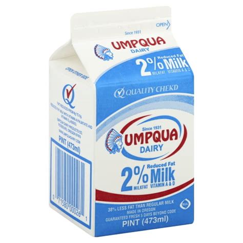 Umpqua Dairy 2 Reduced Fat Milk 1 Pint 16 Oz