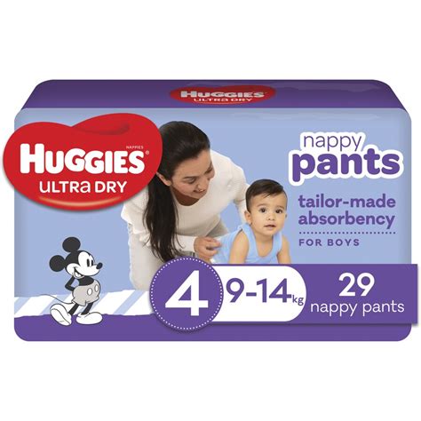 Huggies Ultra Dry Nappy Pants Boys Size 4 Toddler 9 14kg 29 Pack