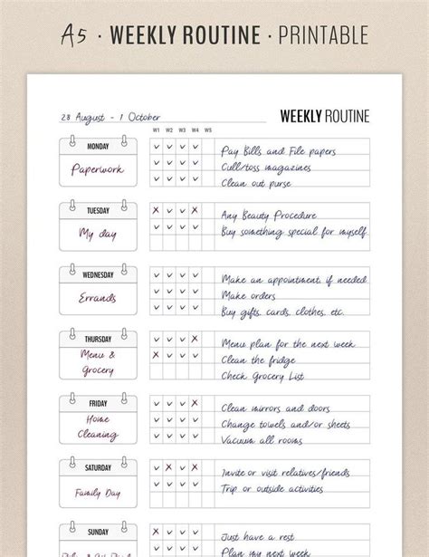 Weekly Routine Printable Checklist Is A Home Management Etsy