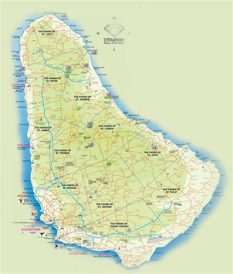Barbados Map Of The Island Barbados Beaches Barbados Tourist Map