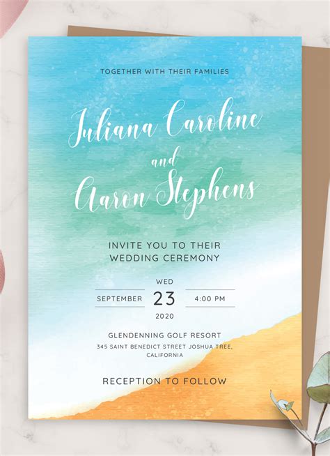 Beach Wedding Invitation Templates Printable