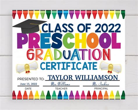 Preschool Graduation Certificate Editable Diploma Any Date Pre K Prek