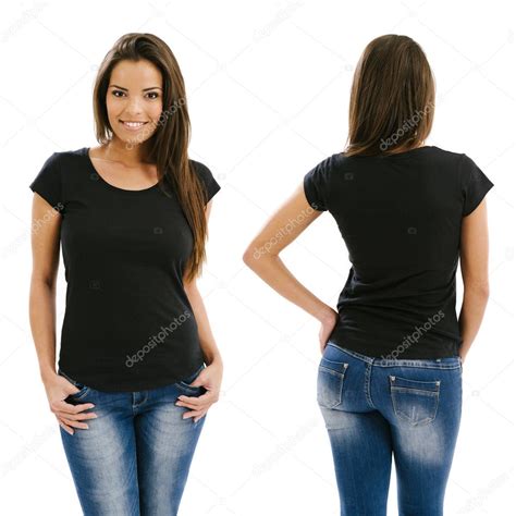 Mujer Sexy Posando Con Camisa Negra En Blanco Fotografía De Stock © Sumners 33978133