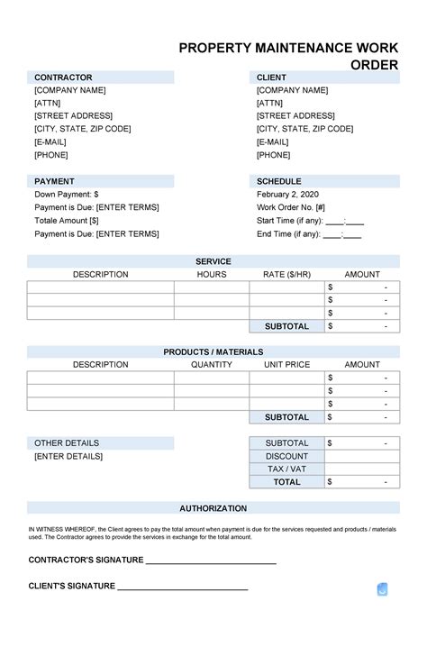 Free Printable Blank Work Order Complete Forms Sexiz Pix