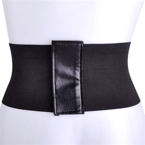 Pu Leather Extra Wide High Waist Belt Corset Slim Elastic Stretch Tie