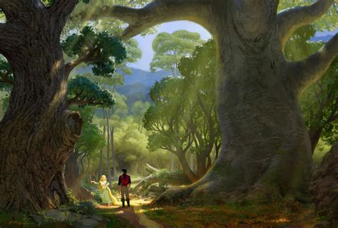 Rapunzel And Flynn Concept Art From Disneys Tangled Desktop Wallpaper