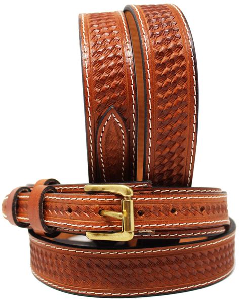 Buy 1 12 Mens Western Basket Weave Tooled Leather Ranger Belt