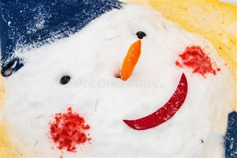 Funny Snowman Made Of Fallen Snow In The Winter Park Stock Photo