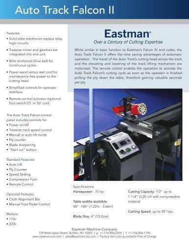 All Eastman Machine Company Catalogs And Technical Brochures
