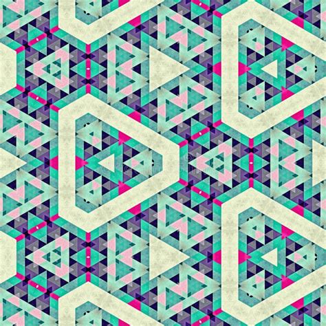 Abstract Colorful Hexagon Square Geometric Seamless Pattern Symmetric