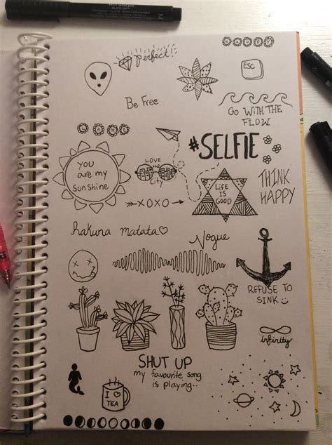 Random Doodles Notebook Drawing Doodle Art Journals Hipster Drawings