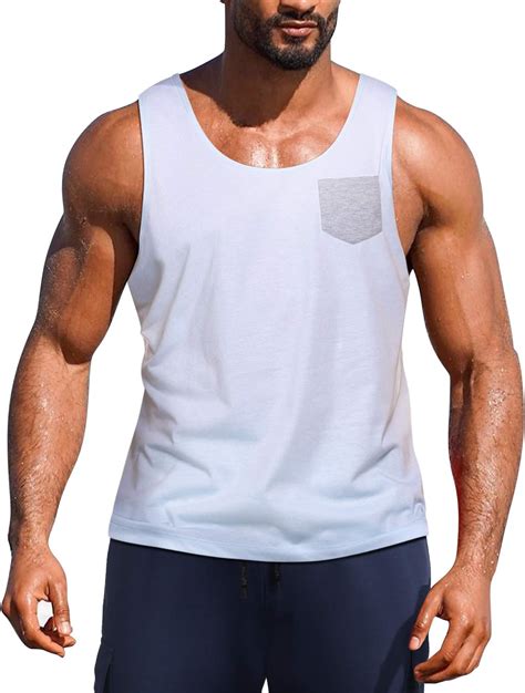 COOFANDY Herren Workout Tank Top Casual Ärmellos Shirt mit Tasche für