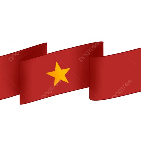 Red Vietnam Flag Ribbon And Yellow Star Vietnam Flag Ribbon Flag