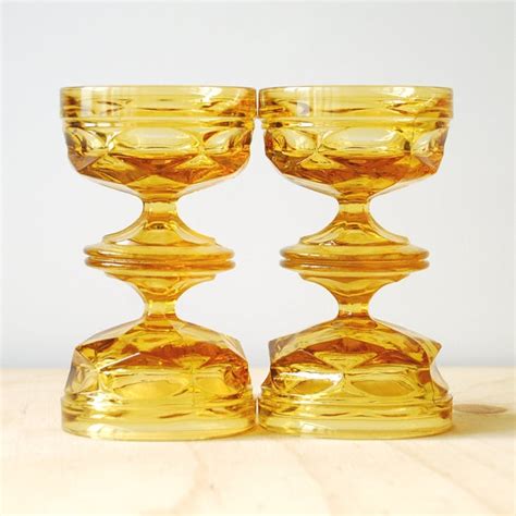 Vintage Amber Glass Sherbet Glasses Set Of 4 Etsy Amber Glass Amber Glass Wedding Glass