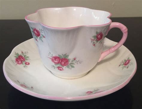 Vintage Sweetheart Rose Tea Cup And Saucer Set By Crown Staffordshire Made In England Pink Roses