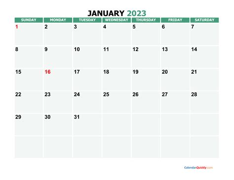 Monthly 2023 Printable Calendar Calendar Quickly
