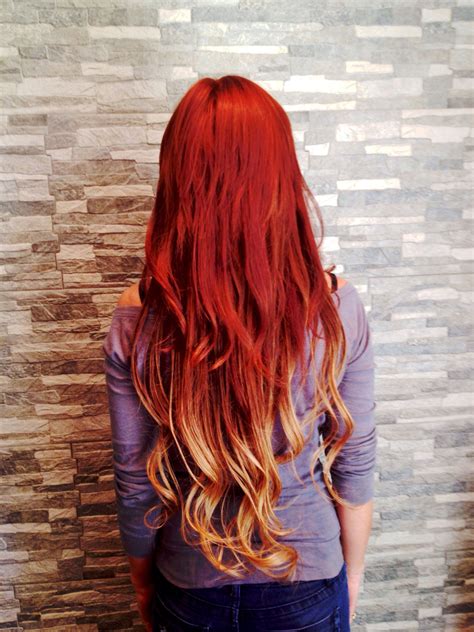 My favorite blow dryer of all time amzn.to/1l6eev0 the ombre hair color is a very poplular and very trending hairstyle for. Red-blond ombre | Hair styles, Ombre hair, Red blonde ombre