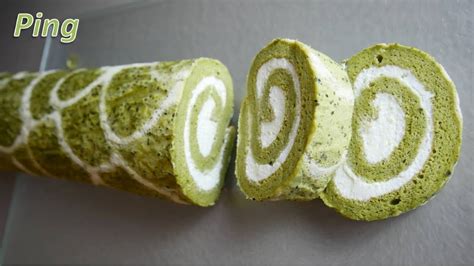 Japanischer Matcha Biskuitrolle Kuchen Gr Ner Tee Rollkuchen Selber Backen Super Flaumig Und