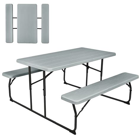 Buy Gymax Picnic Table 550 Lbs Folding Picnic Tables With Benches And Seats Weather Resistant