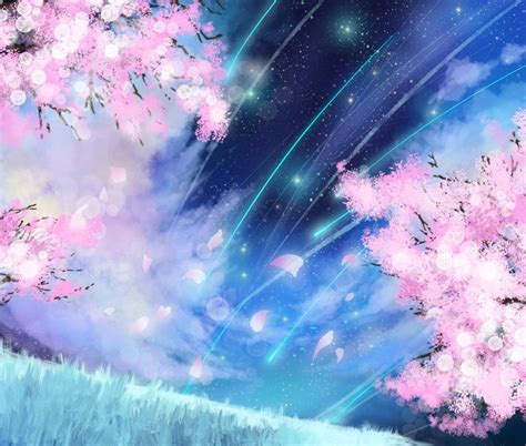 Fantasy Cherry Blossom Anime Galaxy Art Print By Artbybee7 X Small