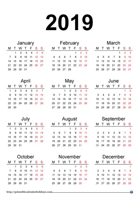 2019 Yearly Calendar Printable Printable Calendar Template 2020 2021