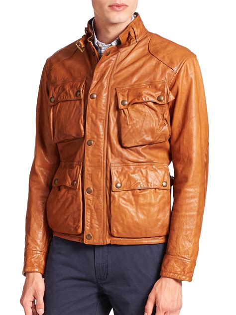 Lyst Polo Ralph Lauren Southbury Leather Biker Jacket In Brown For Men