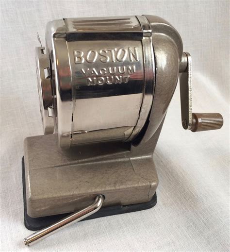 Vintage Metal Boston Vacuum Mount Pencil Sharpener 8 Hole