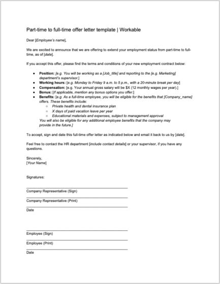 Employment Offer Letter Week Of Mourning