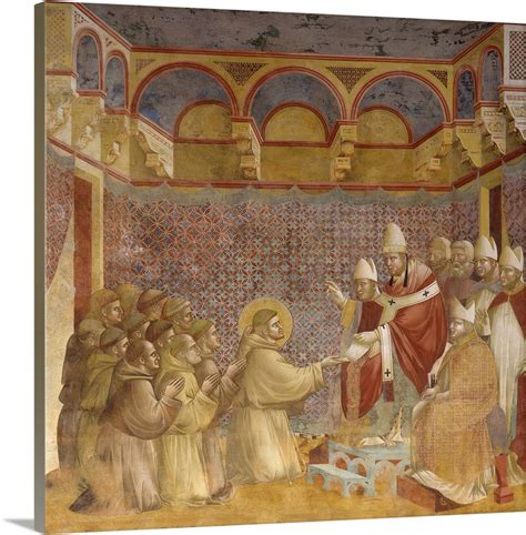 Saint Francis And Friars Receiving Franciscan Rule From Pope By Giotto