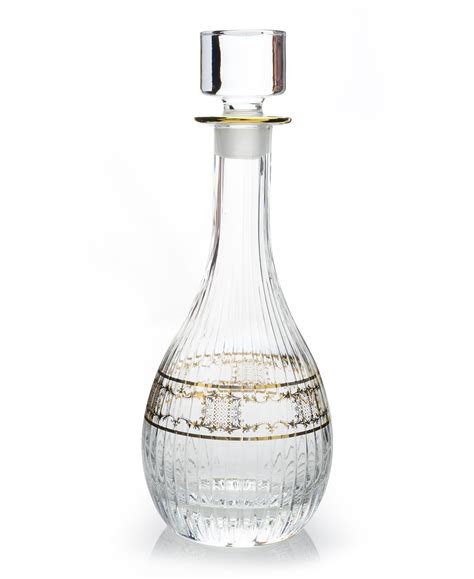 Wine Bottle With 14k Gold Art World Art Glass Murano
