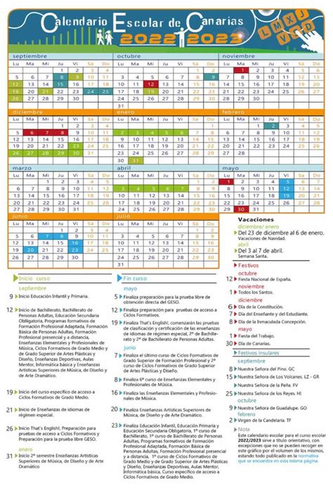 Calendario Escolar De Las Islas Canarias Para El Curso 2022 2023