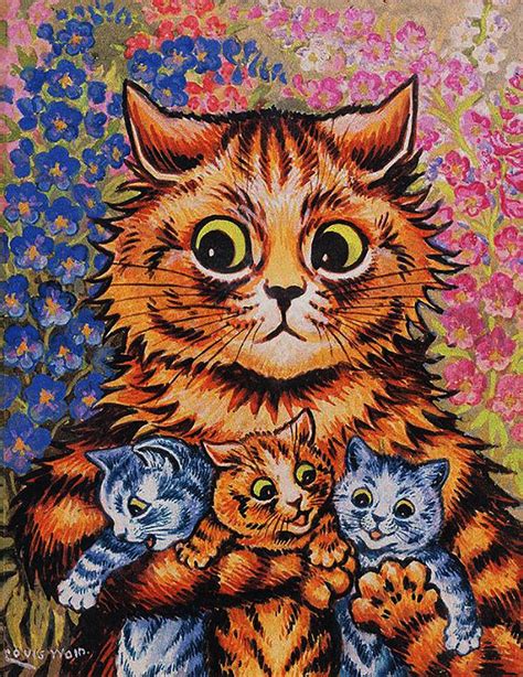 Louis Wain A Cat And Her Kittens Mini Art Print By Digital Effects