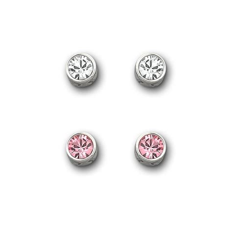 Lyst Swarovski Pink And Clear Crystal Stud Earring Set In Pink