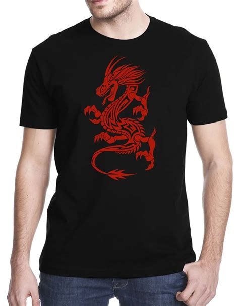 Cool Funny T Shirt Men High Quality Tees Red Dragon T Shirt
