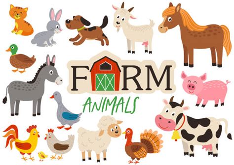 Farm Animals Clipart Set Farm Barn Farmyard Animals