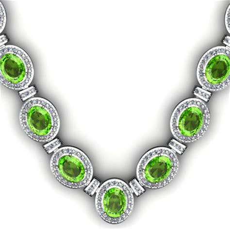 3860 Ctw Peridot And Diamond Necklace 925 Sterling Silver