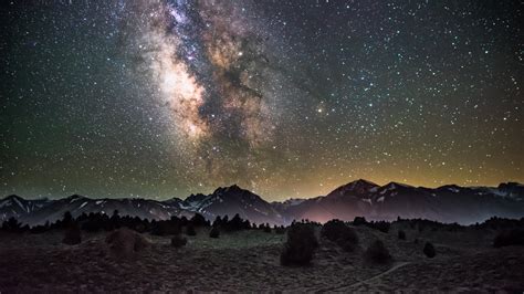 Galaxy Night Starry Sky Mountains 4k Wallpaper 4k