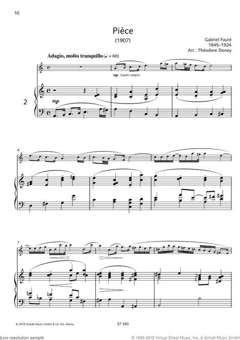 Faure Piece Sheet Music For Flute And Piano