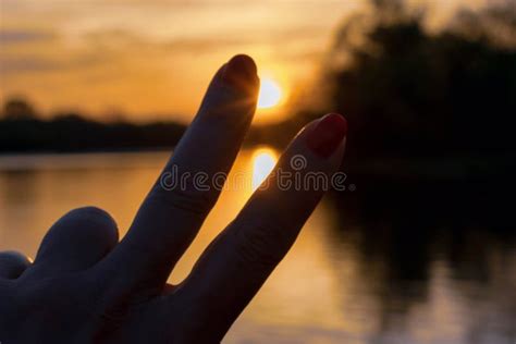 Peace Sign At Sunset Stock Photo Image Of Golden Water 117072540