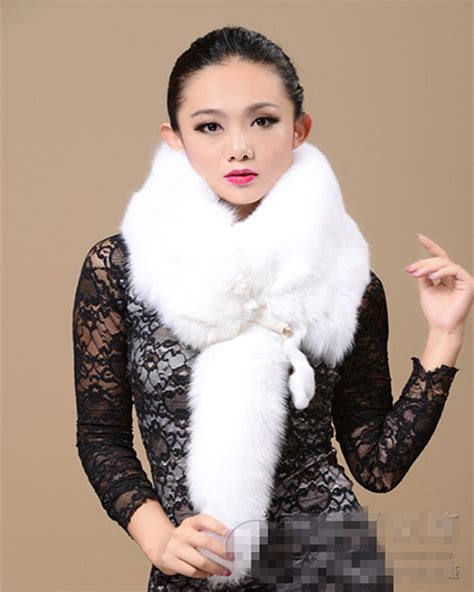 Fox Fur Shawl Collar Warm Winter Whole White Fox Fur Scarf Shawl